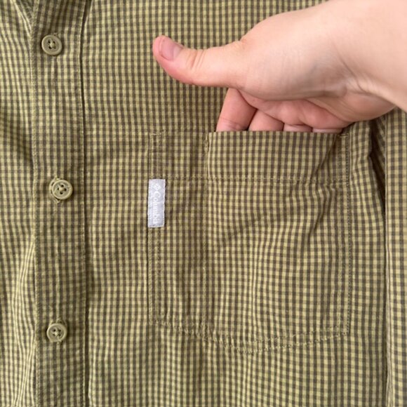 COLUMBIA Button Down Shirt Men's Size Large Green/Brown Check Long Sleeve Cabin - Picture 8 of 8